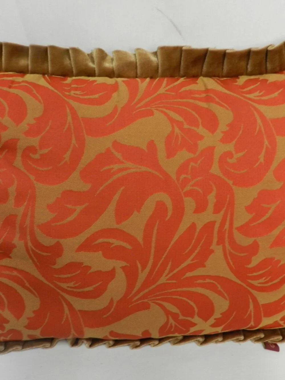 Serendipity Demask Throw Pillow Set 3 w/ tassels orange brown velvet back Decor